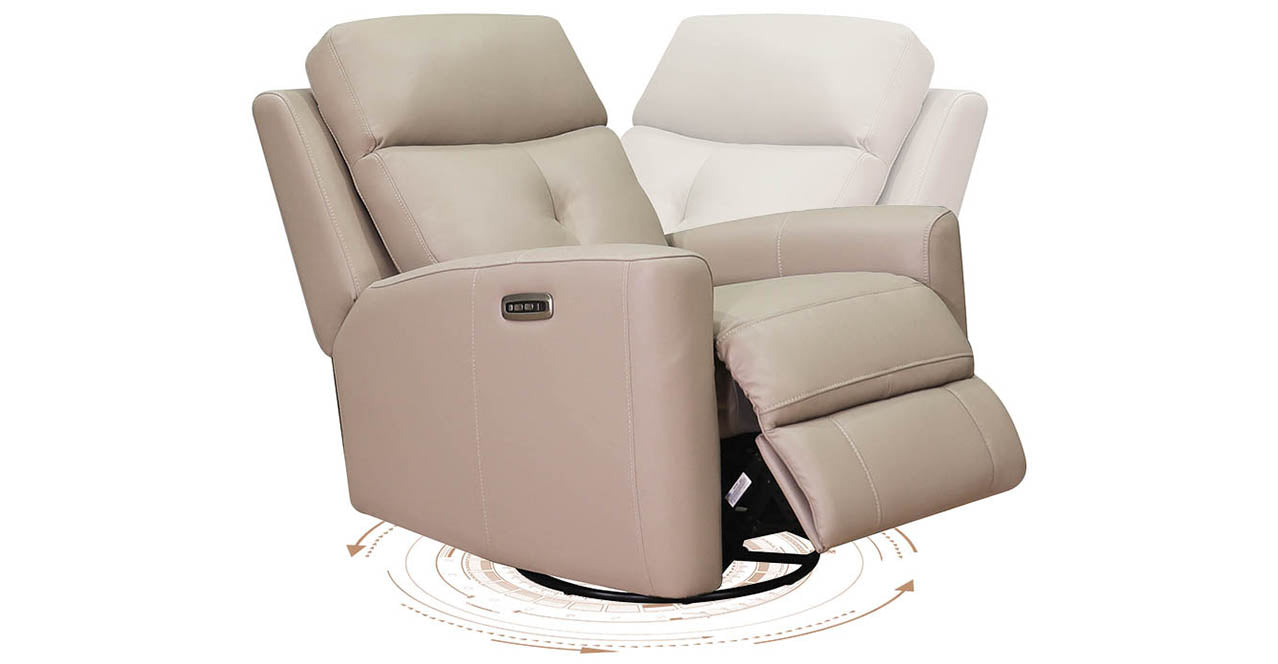 Sterling Power Headrest Swivel Glider Leather Recliner