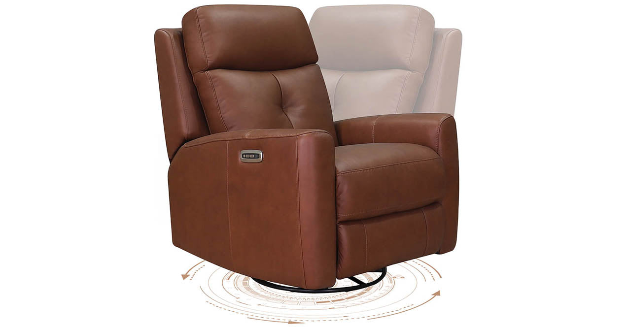 Sterling Power Headrest Swivel Glider Leather Recliner