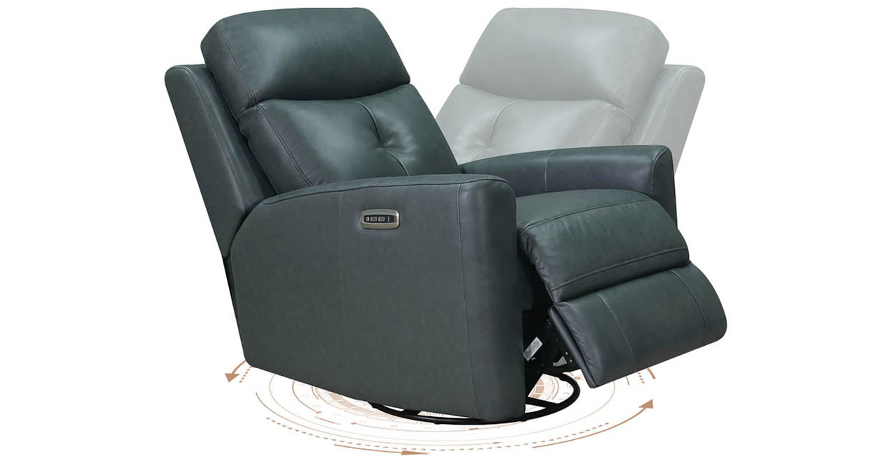 Sterling Power Headrest Swivel Glider Leather Recliner