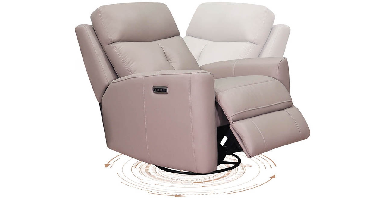 Sterling Power Headrest Swivel Glider Leather Recliner