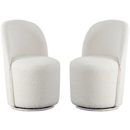 Kendall 2-Pack Dining/Accent Swivel Chair in Ivory Boucle Fabric