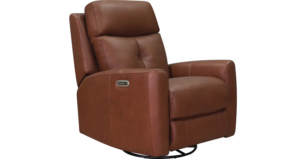 Sterling Power Headrest Swivel Glider Leather Recliner