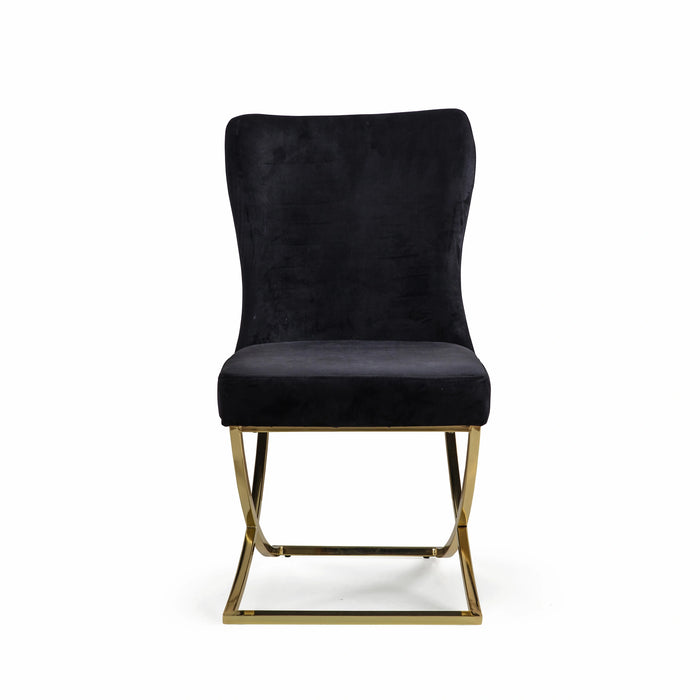 Ottomanson Royal Collection Upholstered Gold Legged Dining Chair, Set of 2