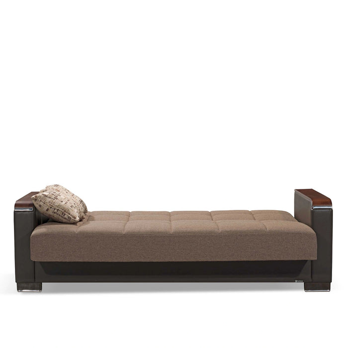 Ottomanson Armada X Collection Upholstered Convertible Wood Trimmed Sofabed with Storage