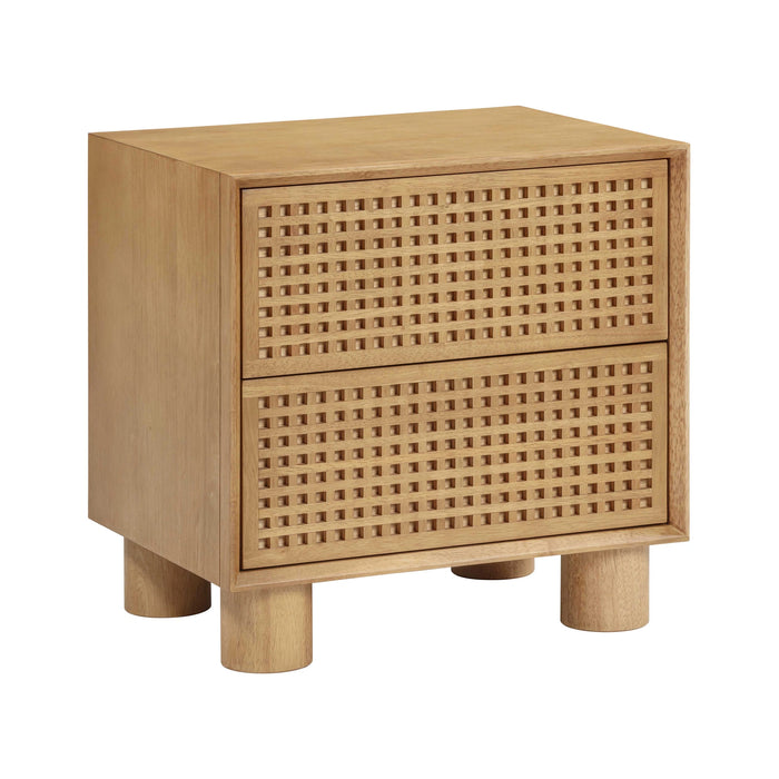 Miles 22" Natural Wood 2-Drawer Nightstand