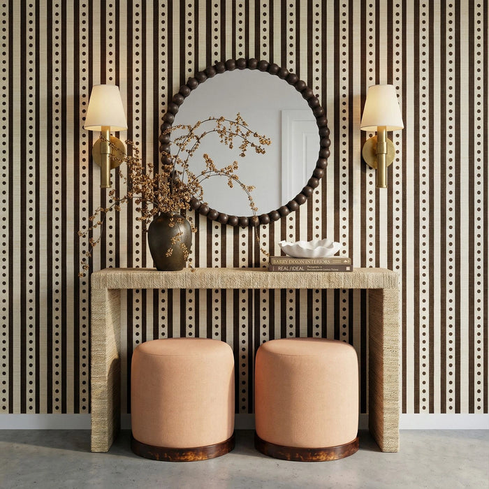 Como Burl and Peach Cotton Jute Contract-Grade Accent Stool