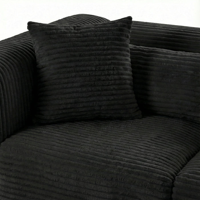 Tarra 4-Piece Fluffy Oversized Performance Corduroy Modular U-Sectional