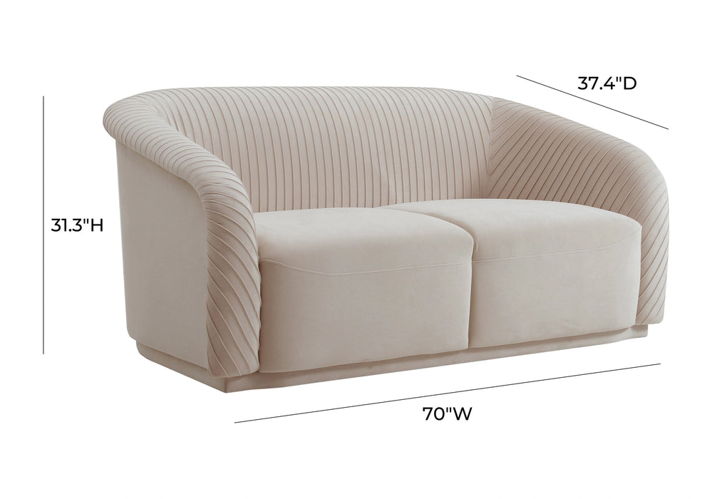 Yara 70" Pleated Performance Velvet Loveseat