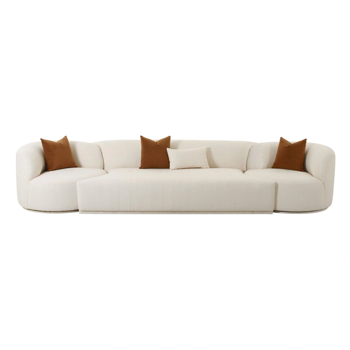 Fickle 144" 3-Piece Cream Performance Boucle Modular Sofa