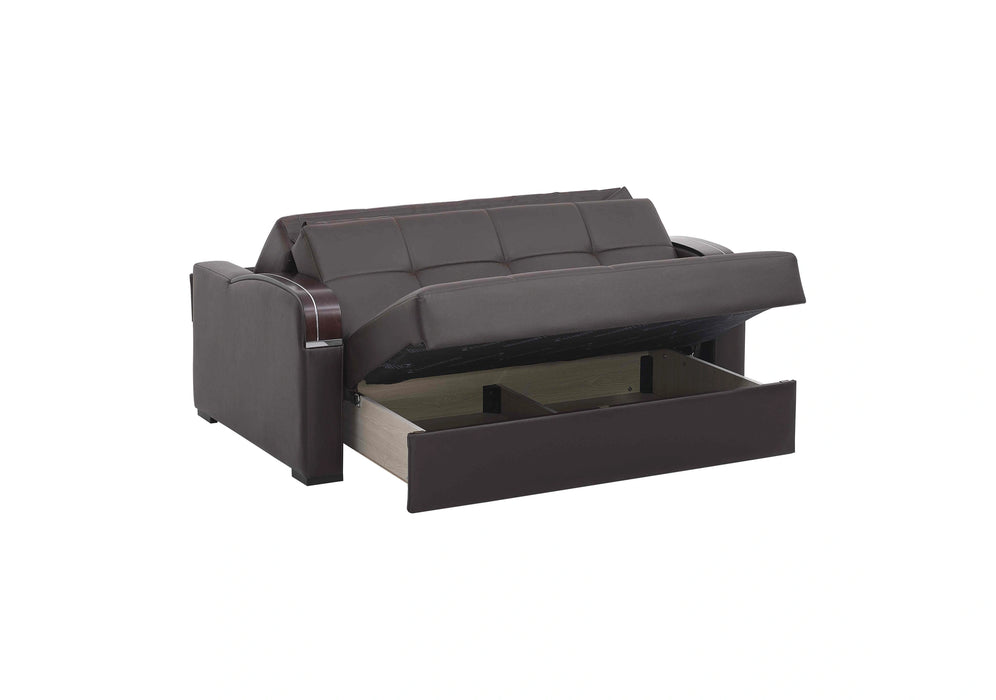 Ottomanson Sleep Plus Collection Upholstered Convertible Loveseat with Storage