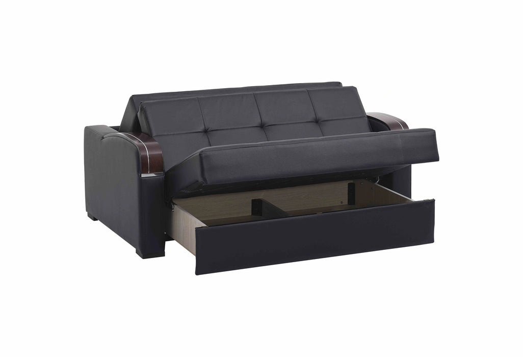 Ottomanson Sleep Plus Collection Upholstered Convertible Loveseat with Storage