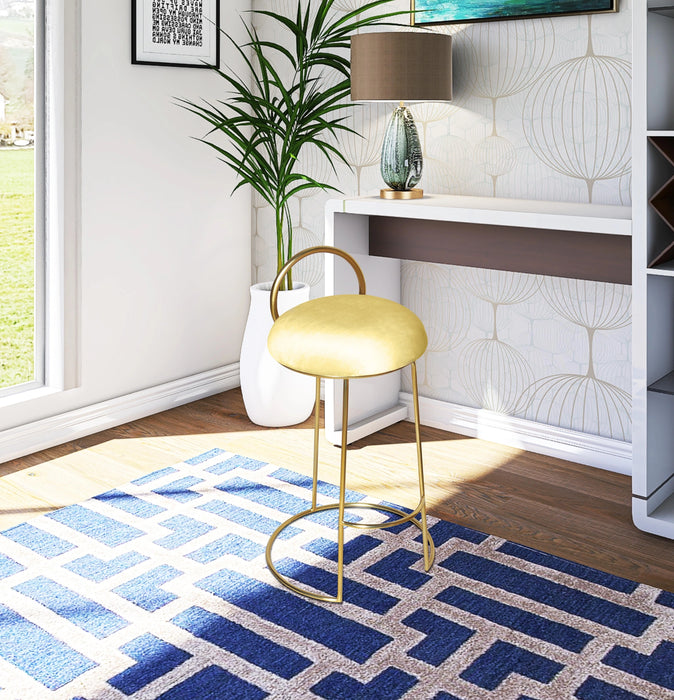 Ring Yellow Velvet Counter Stool