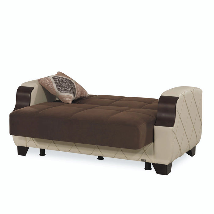 Ottomanson Molina Collection Upholstered Convertible Loveseat with Storage