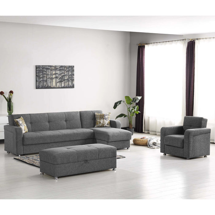 Ottomanson Harmony Collection Upholstered Convertible Sectional with Storage