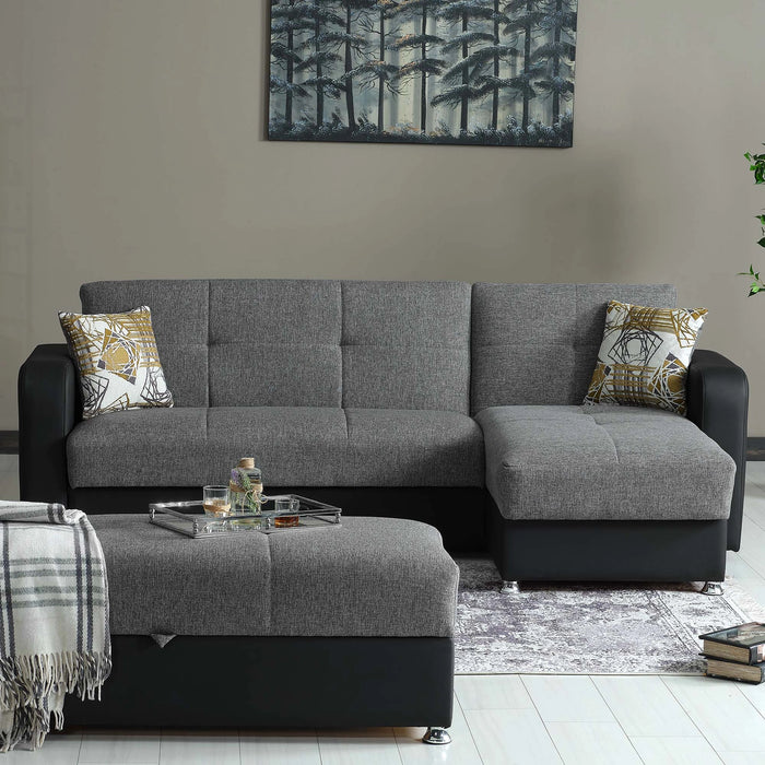 Ottomanson Harmony Collection Upholstered Convertible Chaise Lounge with Storage