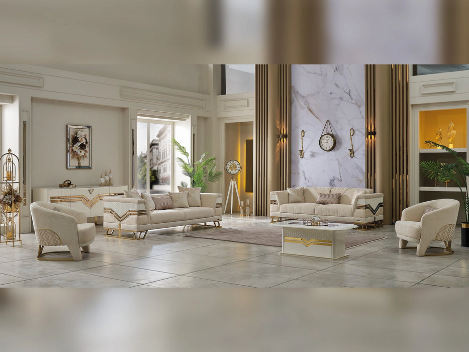 Zen 3-pieces (Sofa & Loveseat & Chair) Livingroom Set Cream