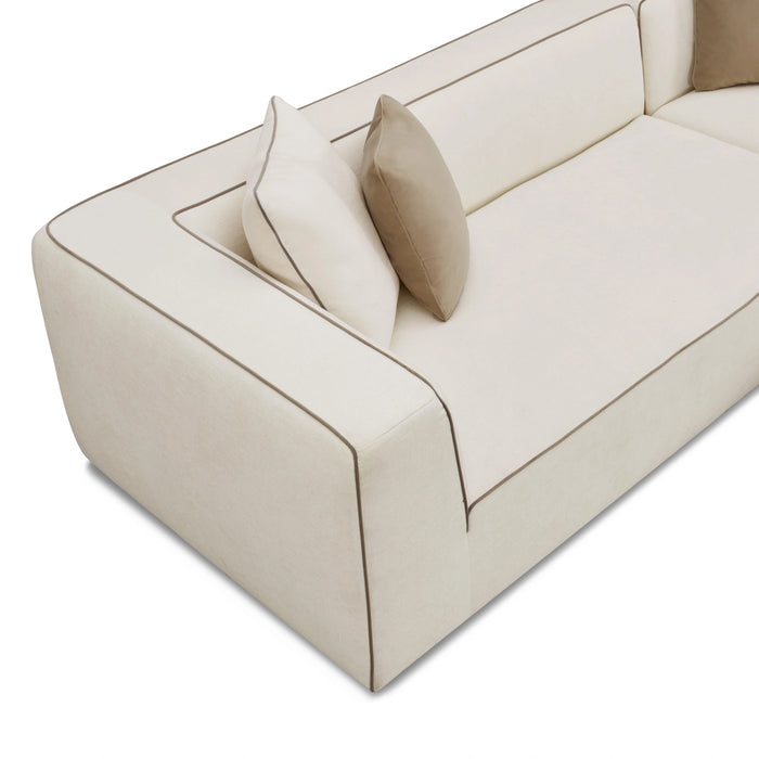 Tristine 2-Piece Cream Contract-Grade Linen L-Shaped Sectional