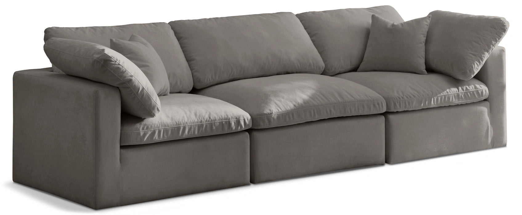 Plush Grey Velvet Standard Cloud Modular Sofa