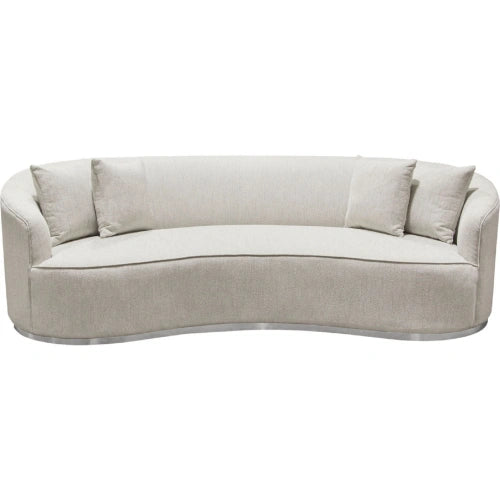 Raven Sofa in Light Cream Fabric w/ Brushed Silver Accent Trim