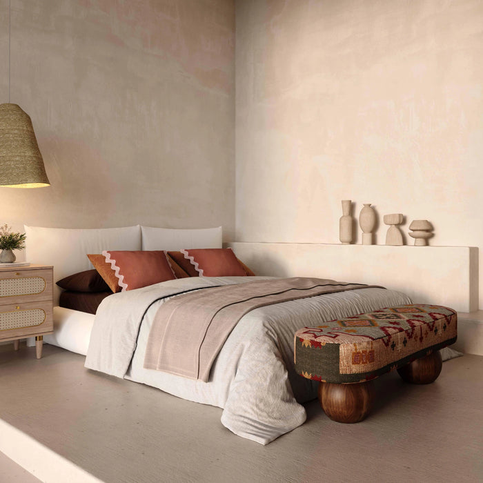 Rizi 53" Textured Wool Upholstered Bench
