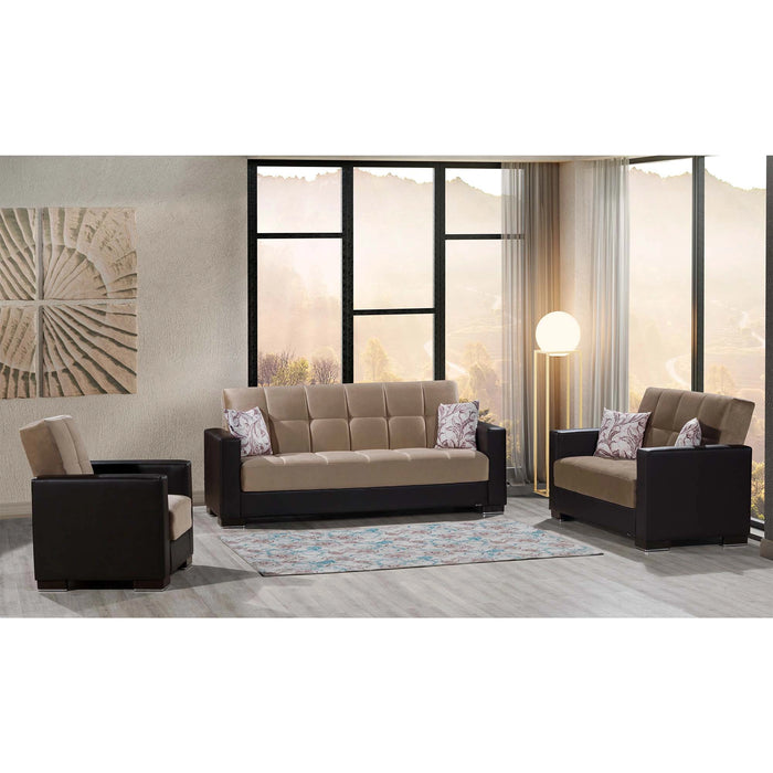 Ottomanson Armada Collection Upholstered Convertible Sofabed with Storage