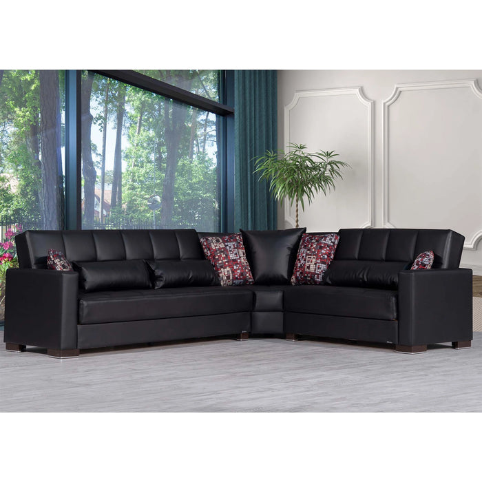 Ottomanson Armada Collection Upholstered Convertible Sectional with Storage