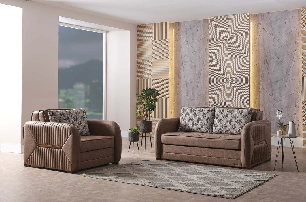 Ottomanson Speedy Collection Upholstered Convertible Loveseat with Storage