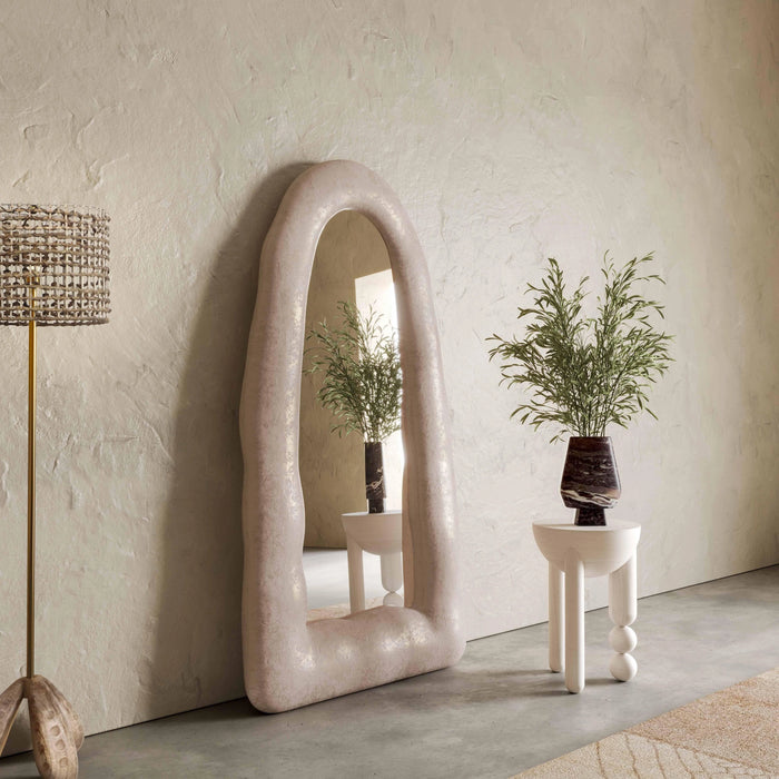 Kaia Cream Textured Floor Mirror