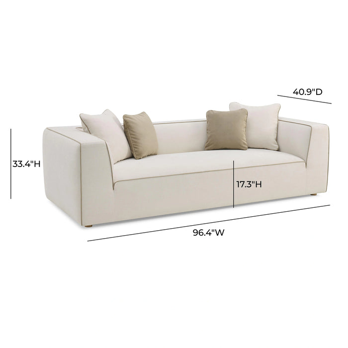 Tristine 96" Cream Contract-Grade Linen Sofa