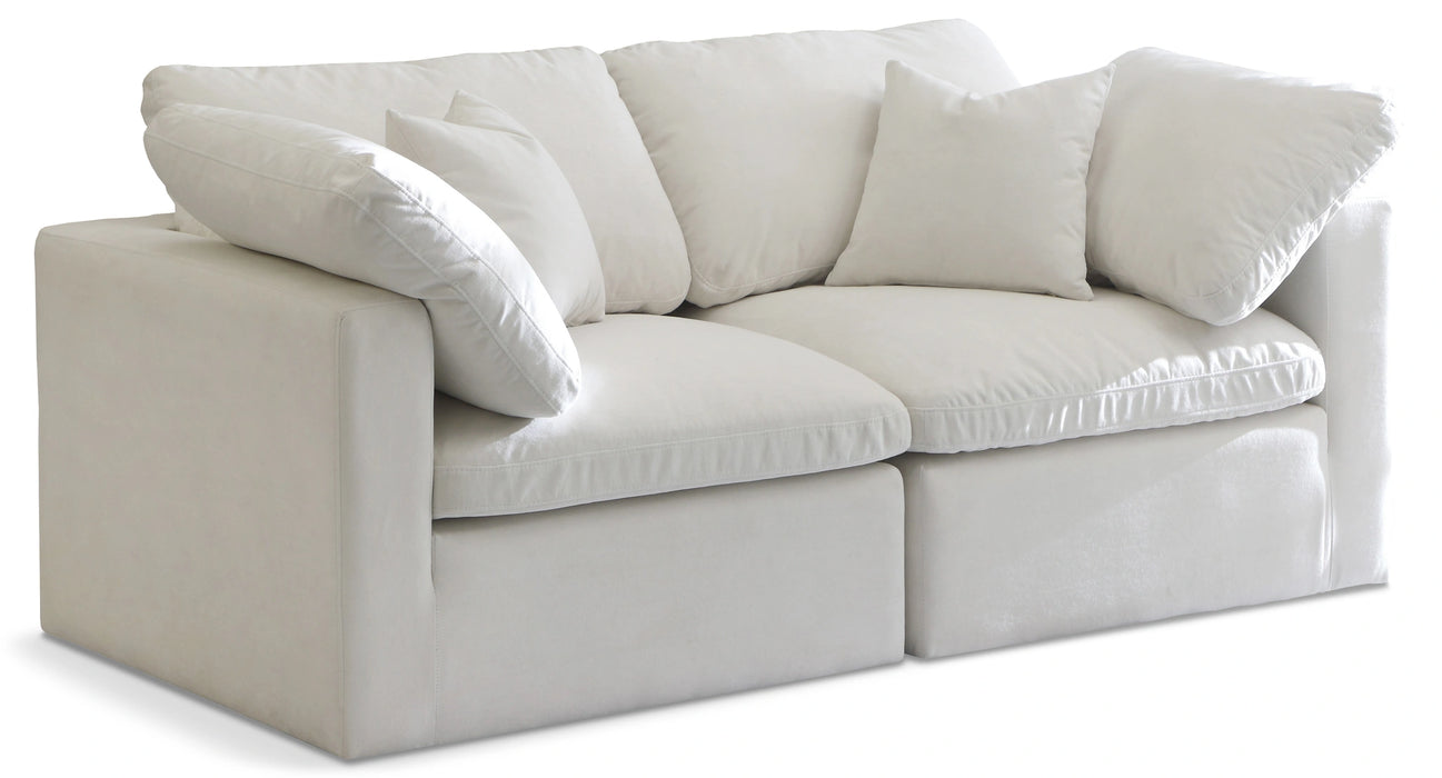 Plush Cream Velvet Standard Cloud Modular Sofa
