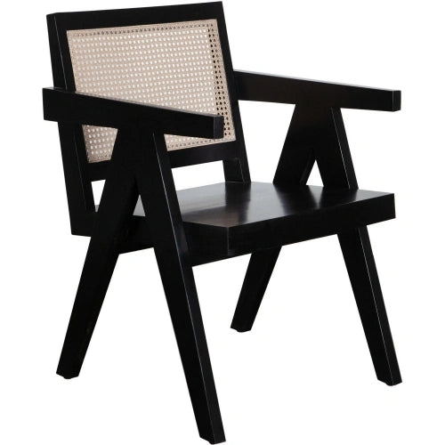 Carter Dining/Accent Chair in Solid Wood Frame in Black Finish w/ Natural Cane Seat Back