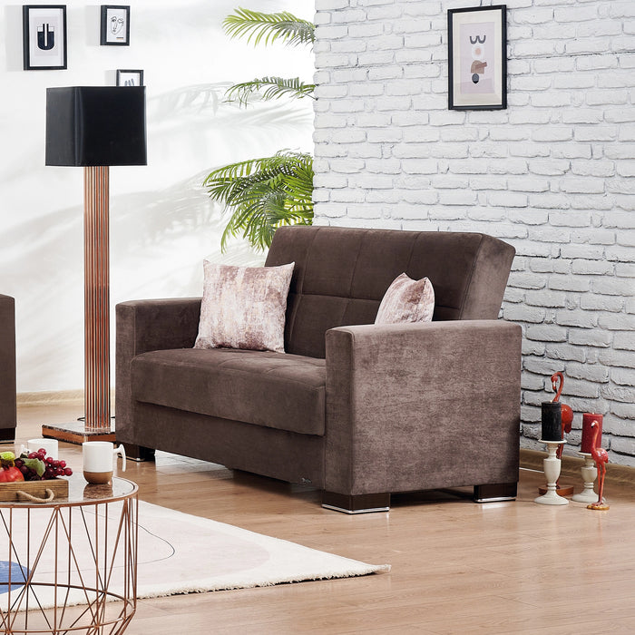 Ottomanson Armada Collection Upholstered Convertible Loveseat with Storage