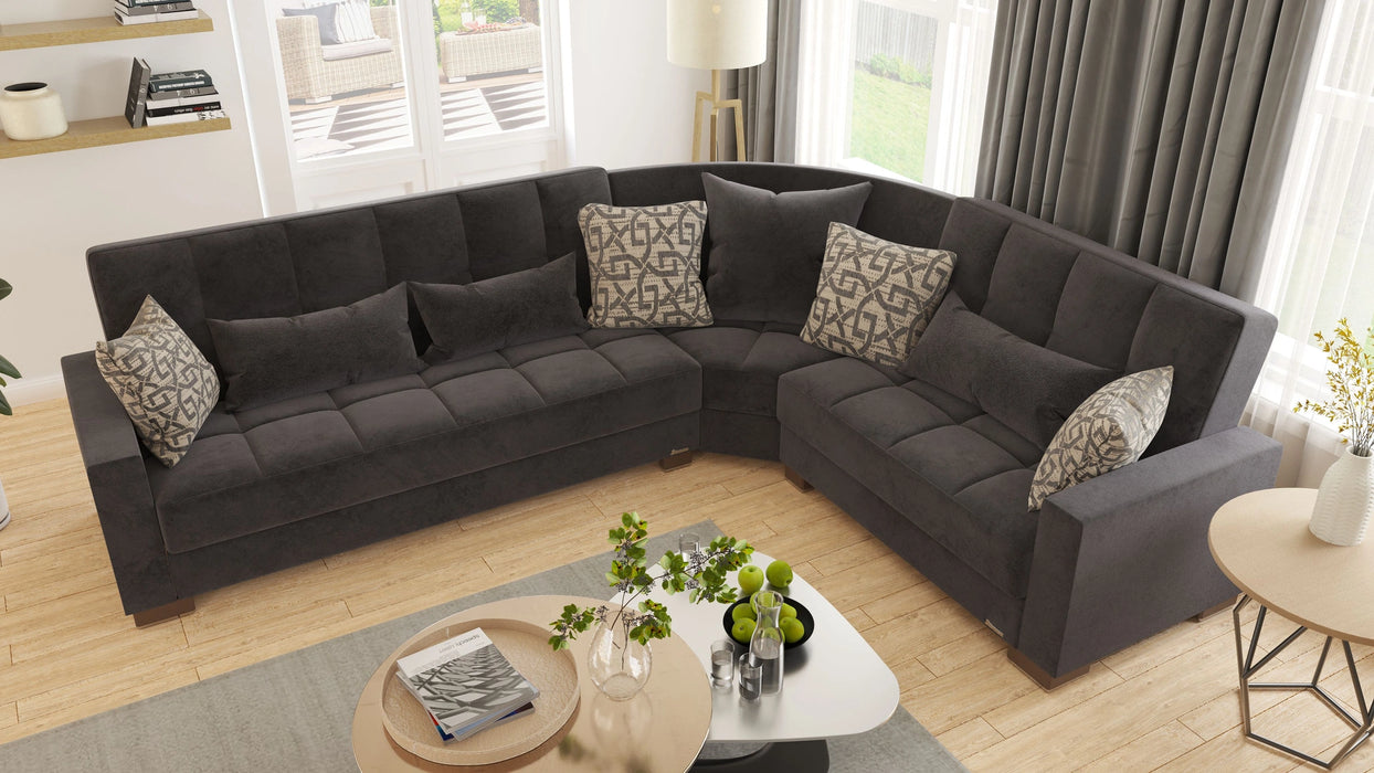 Ottomanson Armada Collection Upholstered Convertible Sectional with Storage
