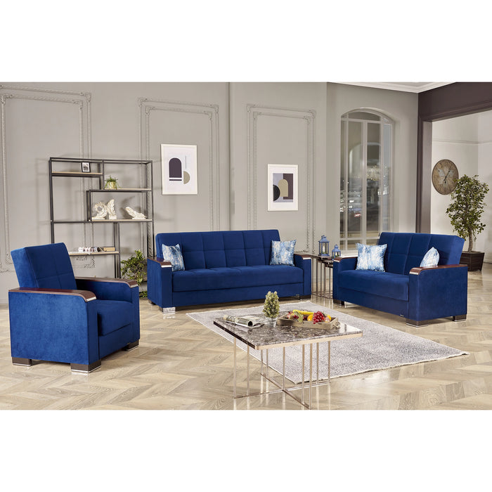 Ottomanson Armada X Collection Upholstered Convertible Wood Trimmed Armchair with Storage