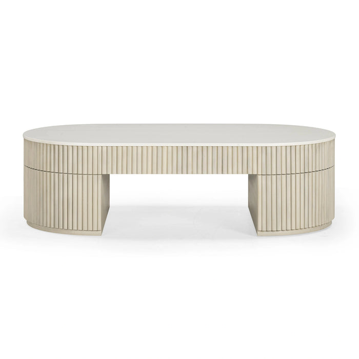 Bella 52" Cream Large Storage Coffee Table