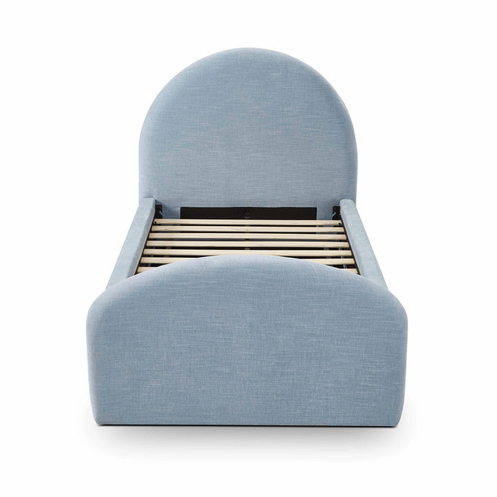 Moon Chambray Blue Performance Chenille Twin Trundle Bed