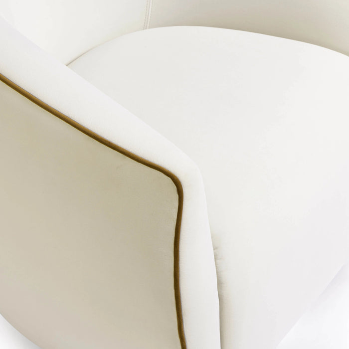 Jordan Contrast Piping Performance Velvet Swivel Accent Chair