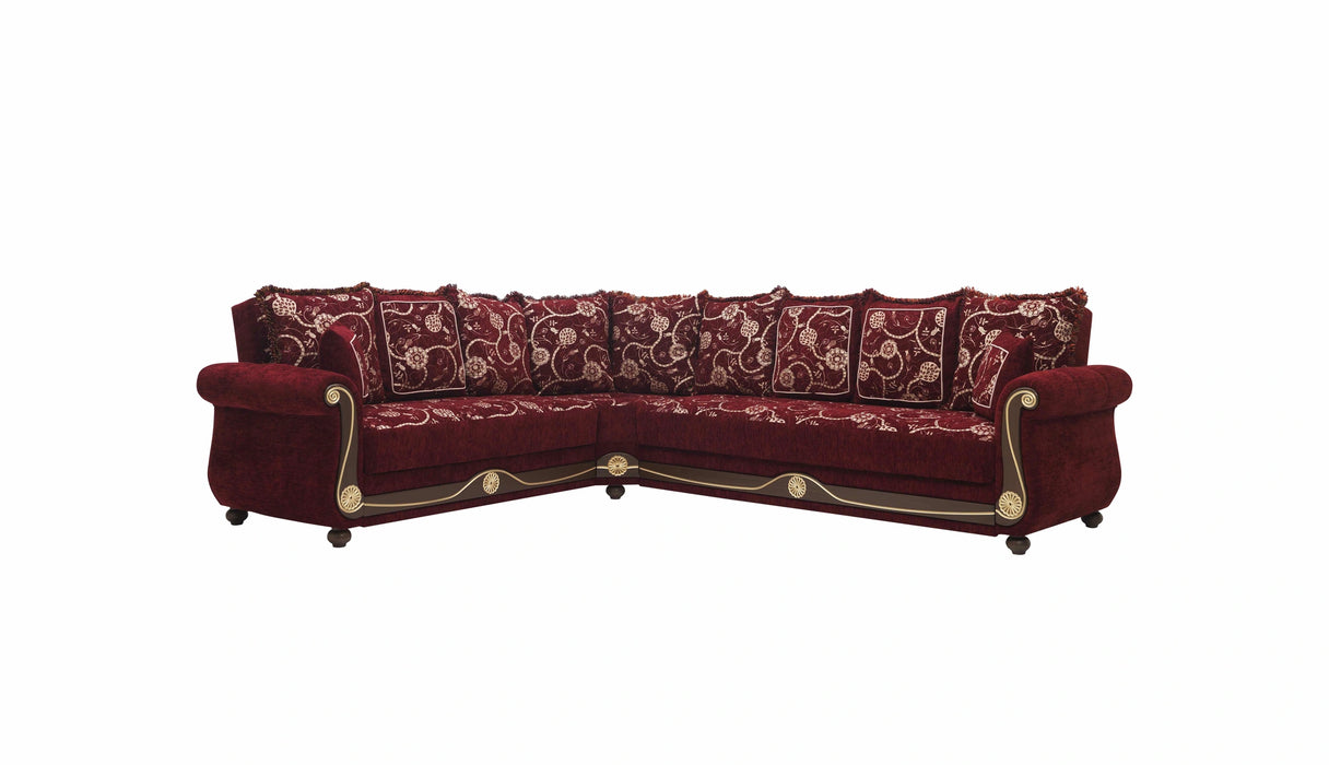 Ottomanson Americana Collection Upholstered Convertible Sectional with Storage