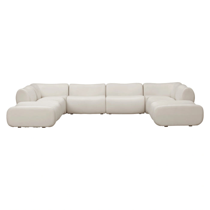 Zenith 8-Piece Contract-Grade Upcycled Fabric Cream Modular U-Sectional