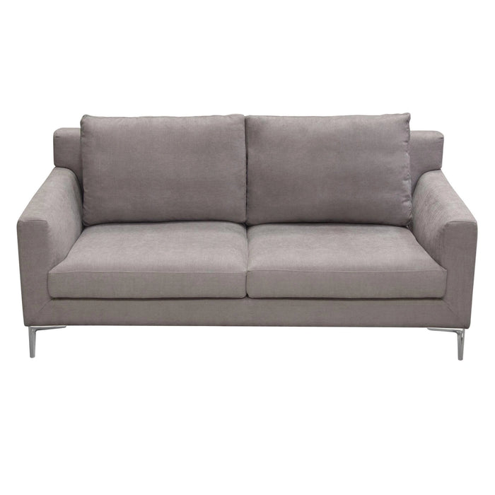 Seattle Loose Back Loveseat in Grey Polyester Fabric w/ Polished Silver Metal Leg by Diamond Sofa