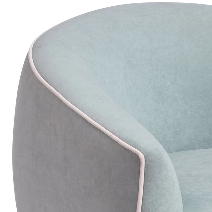 Jordan Contrast Piping Performance Velvet Swivel Accent Chair