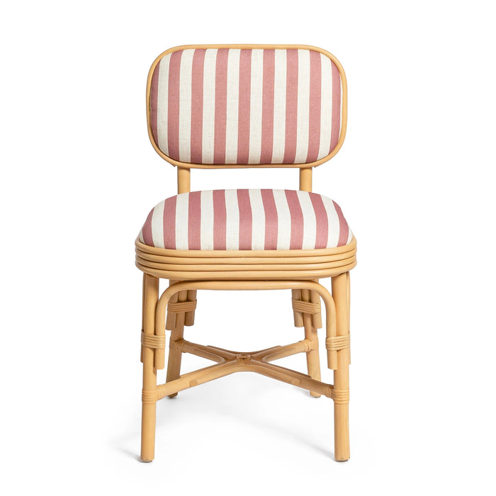Dorine Striped Performance Linen &amp; Rattan Dining Chair