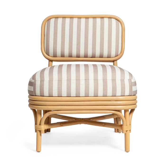 Dorine Striped Performance Linen &amp; Rattan Accent Chair