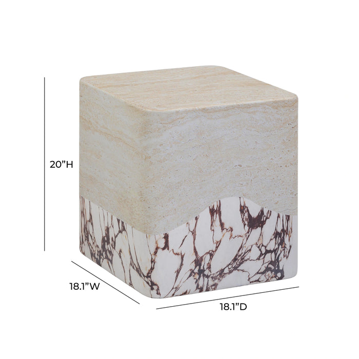 Brut Faux Travertine & Breccia Concrete Indoor/Outdoor Side Table