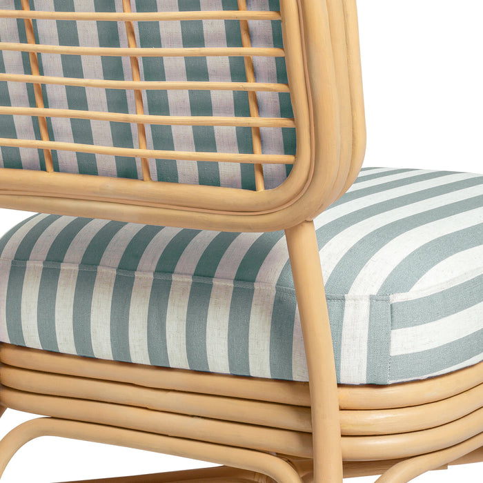 Dorine Striped Performance Linen &amp; Rattan Accent Chair