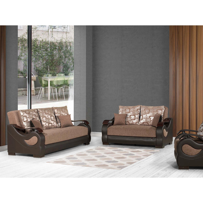 Ottomanson Metroplex Collection Upholstered Convertible Loveseat with Storage