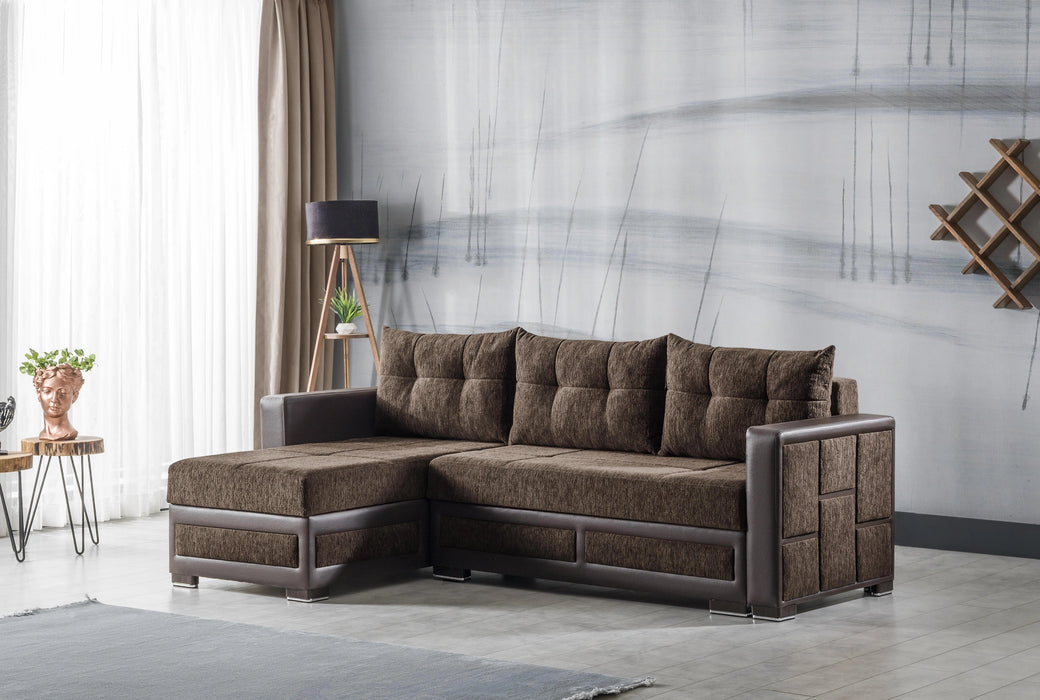 Ottomanson Loft Collection Upholstered Convertible Sectional with Storage