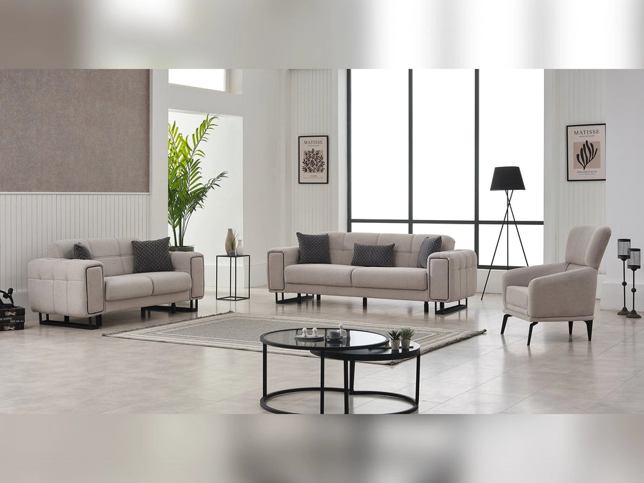 Nero 3-pieces (Sofa & Loveseat & Chair) Livingroom Set Light Grey