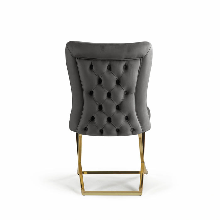 Ottomanson Royal Collection Upholstered Gold Legged Dining Chair, Set of 2