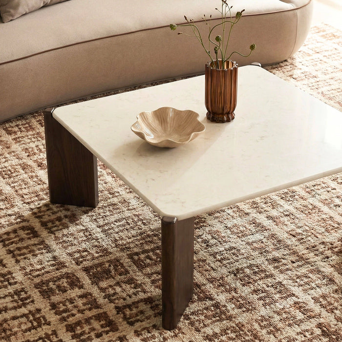 Restis 33.5" Cream Quartz Square Coffee Table